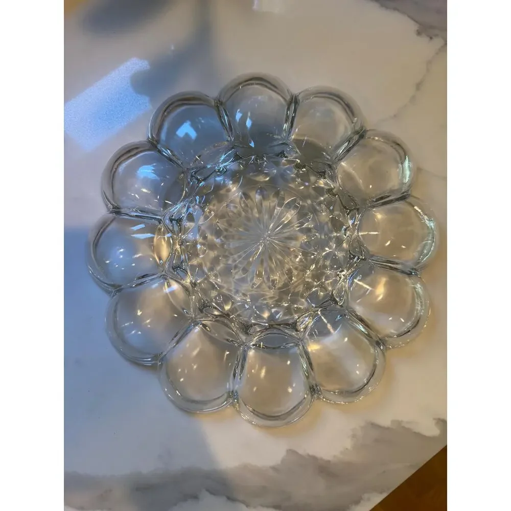 Vintage Anchor Hocking Fairfield Pattern Glass Deviled Egg Plate 10”